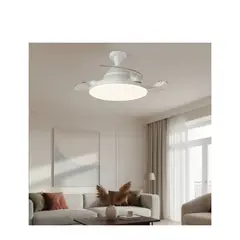 GENERICO - FOCO VENTILADOR DE TECHO RETRACTIL MODERNO LUZ LED CONTROL SILENCIOSO