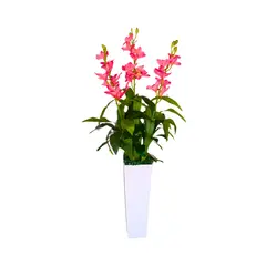 GENERICO - Planta Orquidea 3 Tallos Artificial Decorativa con Macetero Blanco