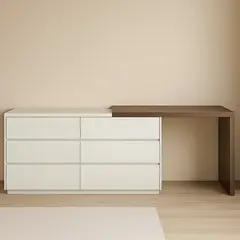 NACIONAL - Cómoda Con Tocador Plegable De Melamina 6 Cajones - NOELIA