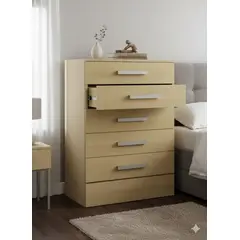 NACIONAL - Cómoda De Melamina Para Espacio Reducido 5 Cajones - PRACTIKA