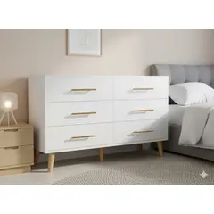 NACIONAL - Cómoda De Melamina Para Dormitorio 6 Cajones - SERENI