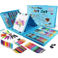 GENERICO - Mega Set de Arte y Dibujo Creativo para Niños De 208 Piezas - Celeste