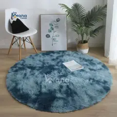 CASATEX - Alfombra piel de oso REDONDO AZUL LAGO 120 X 120 CM