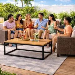 THE GRILL SHOP - Mesa De Centro Estilo Rústico Marrón