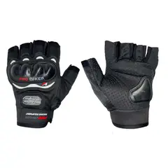GENERICO - Guantes Para Moto Corto Con Protección De Nudillos Medio Dedo L