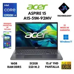 ACER - LAPTOP ACER ASPIRE 15 A15-51M-92MV CORE I9 13900H 16GB RAM 512GB SSD 15.6" FHD WINDOWS 11