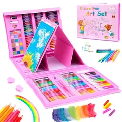 GENERICO - Mega Set de Arte y Dibujo Creativo para Niños De 208 Piezas - Rosado