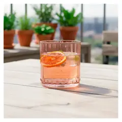 CRISTAR - SET DE 4 VASOS DE VIDRIO GALATA ROCKS APRICOT 341 ML CRISTAR
