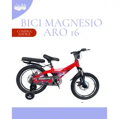 GENERICO - BICICLETA PARA NIÑO ARO 16 «MAGNESIO» COLOR ROJO