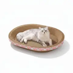 GENERICO - Cama Rascador Ovalado para Gato Corrugado de Alta Densidad 30x50cm