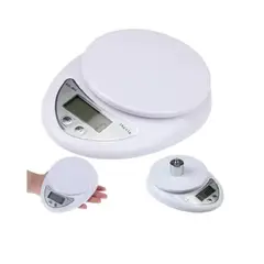 GENERICO - Balanza Digital Blanca De 5 Kg Con Tolva De Plástico Blanco