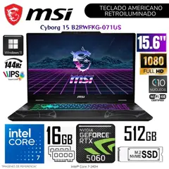 MSI - Laptop MSI Cyborg 15 B2RWFKG-071US Intel Core 7-240H 16GB RAM 512GB SSD RTX5060- 8GB 15.6"  FHD WIN11