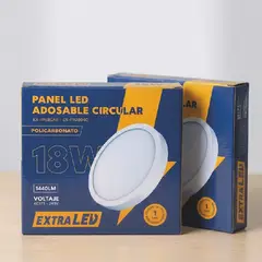 EXTRALED - Pack x2 Panel Led Adosable Circular 18w Luz Blanca 6500K De Policarbonato Extraled
