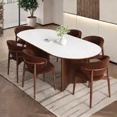 STIL NOVO - JUEGO DE COMEDOR NOGAL 6 SILLAS LUNA MARRON