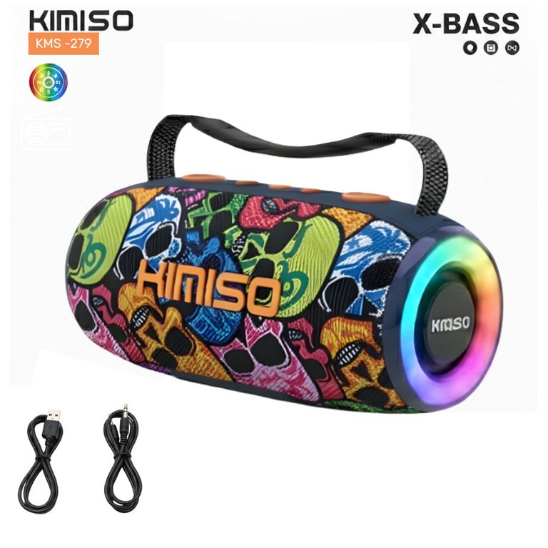 Parlante Bluetooth Kimiso Recargable Portátil Luces Led RGB Bocina Inalámbrica KMS- 279