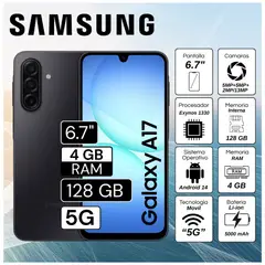 SAMSUNG - Celular Samsung A17 5G 4GB RAM 128GB  6.7"  Pulg. Android 14 - Negro