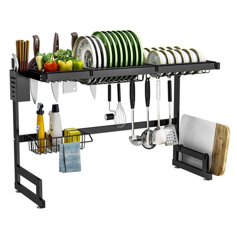 Organizador escurridor de platos de metal para cocina 2 niveles 85 cm