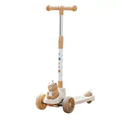 GENERICO - Scooter Monopatín Musical para Niños y Niñas 2 Ruedas Plegable Diseño Capibara Kawaii