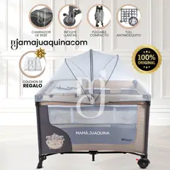 BABY - Cuna Corral Premium «HAPPY DREAM» Beige con Colchón