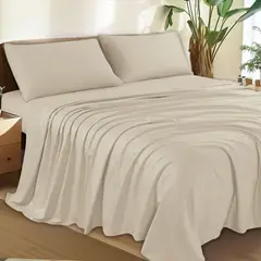 CASATEX - Juego de Sábanas King 100% Algodón Beige
