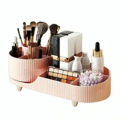 GENERICO - Organizador giratorio para brochas de maquillaje 9 ranuras - Rosa