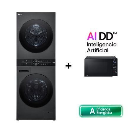 COMBO LG WashTower WK14BS6R 14Kg y 10Kg de secado + Microondas LG MS2032GAS NeoChef™ 20L