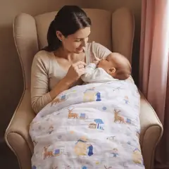 CERDITA - Manta Muselina para Bebé 2 Capas 100% algodón - Oso polar