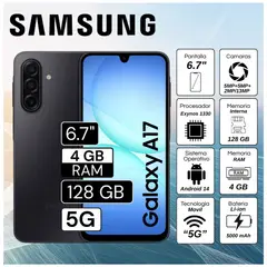 SAMSUNG - Celular Samsung A17 5G 4GB RAM 128GB  6.7"  Pulg. Android 14 - Negro
