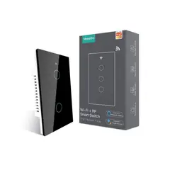GENERICO - Interruptor de luz táctil inteligente WiFi 2 GANG negro