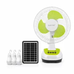 CAFINI - VENTILADOR SOLAR CAFINI VERDE CN-F2695BT CON PANEL Y 3 BOMBILLAS