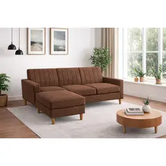 ARTSOFA - Sofá Seccional Luma Marrón claro antifluido + obsequio