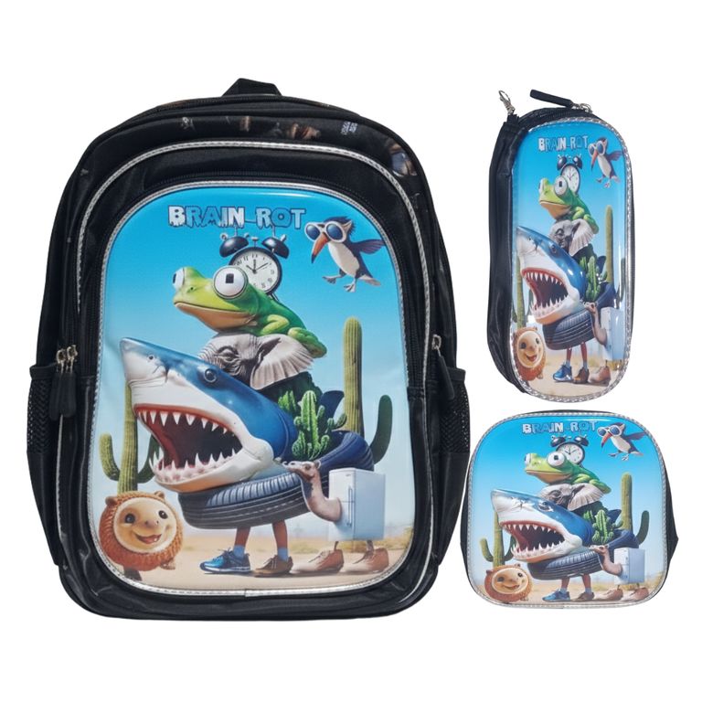 Mochila para Niños y Niñas Multipack 3 en 1 Infantil Regreso a Clases Tralalero Tralala
