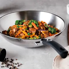 TRAMONTINA - Sartén Wok De Acero Inoxidable 28cm 3.3 Litros