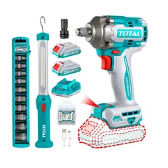 TOTAL - Kit Llave De Impacto 400nm +lámpara+dados+puntas Total Tosli23048 Color Turquesa Frecuencia 5060hz