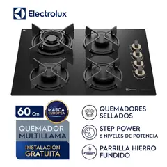 ELECTROLUX - Encimera Gas 4 hornillas 60 cm KE4PS