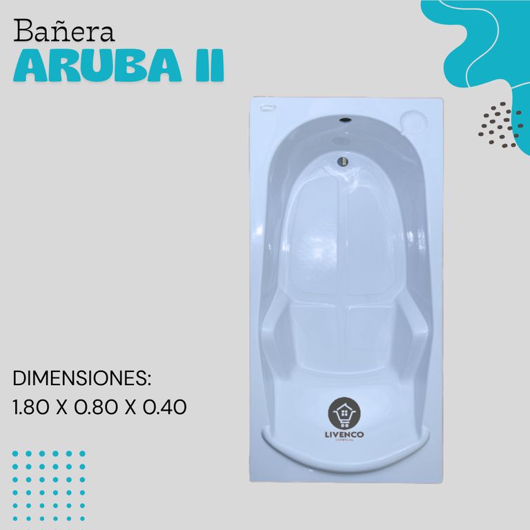 Tina de Baño Modelo Aruba II 1.80 x 0.80 x 0.40cm