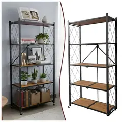 INSPIRA MARKET - Estante Librero 5 Niveles Plegable con Ruedas