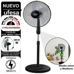 UFESA - Ventilador de Pedestal Seattle 16” 50W - Negro
