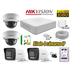 Hikvision - Kit 4 Cámaras Seguridad IP Poe Hikvision Full HD Audio Incorporado HDMI 3M Disco 1TB