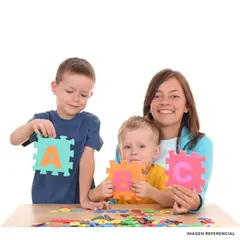 GENERICO - Alfombra Cuadrada Rompecabezas letras o números para Niños 14x14cm