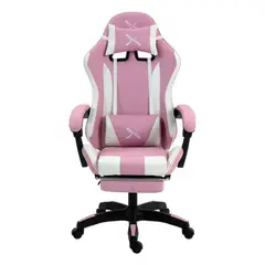 GENERICO - Silla Gamer Lyzor con Posapiés SGPTWN135A Rosa y Blanca