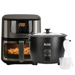 BELESSI - Combo x2: Freidora de Aire 4.5lt + Olla Arrocera 1.8lt