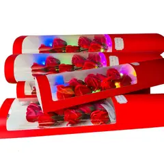 GENERICO - Ramo de rosas artificiales pétalos de jabón con luces