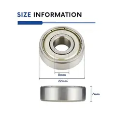 GENERICO - Rodamientos 608ZZ Metal Doble Blindado 8x22x7 mm pack 5 unidades