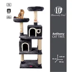 DISCOVERY PETS - GIMNASIO ARBOL PARA GATOS - MULTINIVEL - GRIS OSCURO