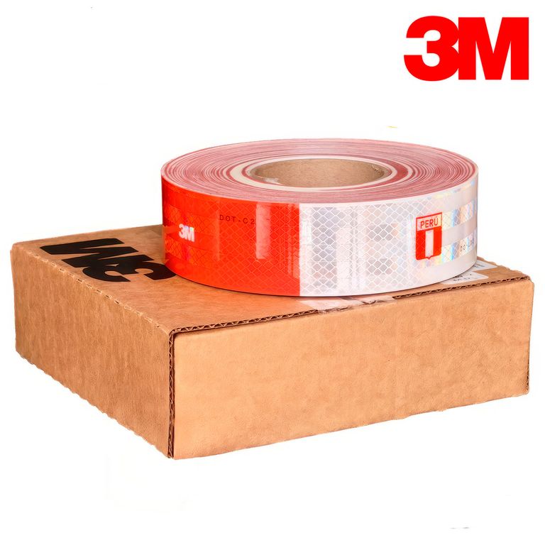 Cinta Reflectiva 3M 2″ x 457 m RojoBlanco Rollo