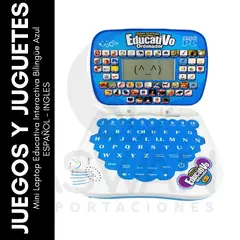 GENERICO - Mini Laptop Educativa Interactiva Bilingüe Azul ESPAÑOL - INGLES