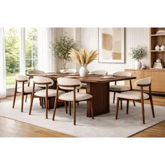 STIL NOVO - JUEGO DE COMEDOR NOGAL 8 SILLAS INESS MARFIL
