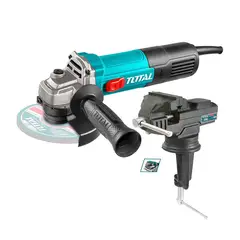 TOTAL TOOLS - Amoladora Angular 115mm + Tornillo Banco Taller 60mm Total Turquesa