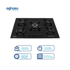 AGHASO - Encimera 5 hornillas 90cm -